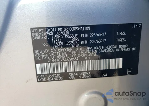 2018 Toyota Rav4 Adventure from USA, damaged, VIN JTMRFREV5JD228634